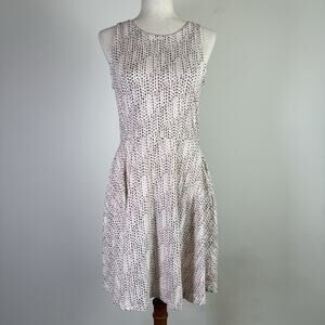 Pact Fit Flare Dress Size Medium Pink/Green/White Organic Cotton Mini Length